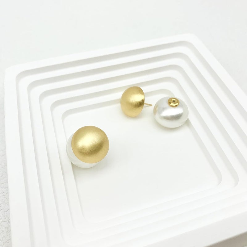 Surrounded Forest Store Double Ball Jacket Earrings for Women Front Back 2 in 1 Stud Earrings Pearl Ball Earrings - Image 4